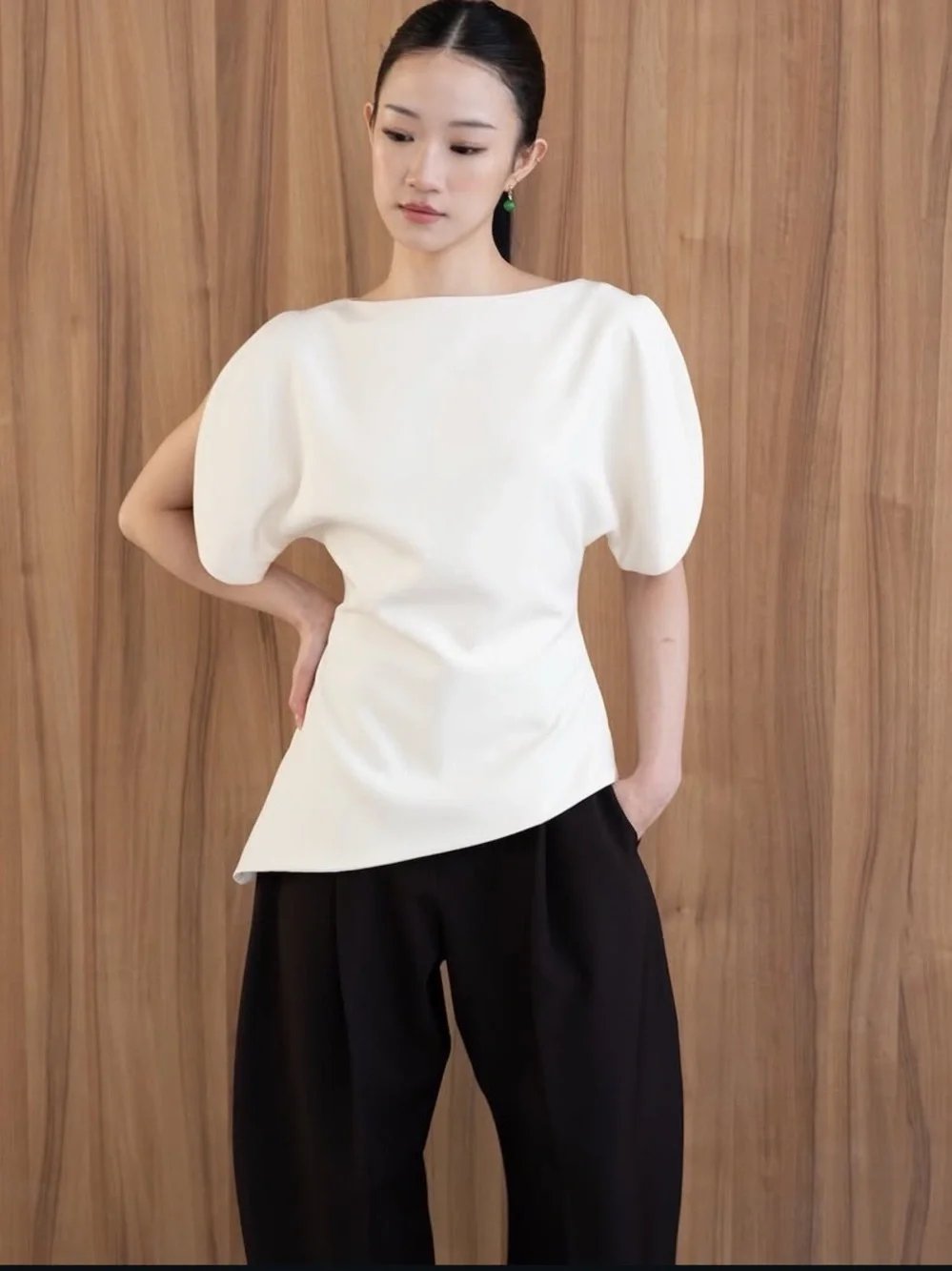 Zara Cream Puff-Sleeve Blouse